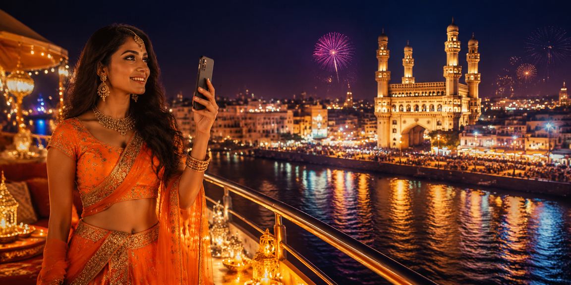 Player enjoying lottery on mobile during Diwali festival in Hyderabad
