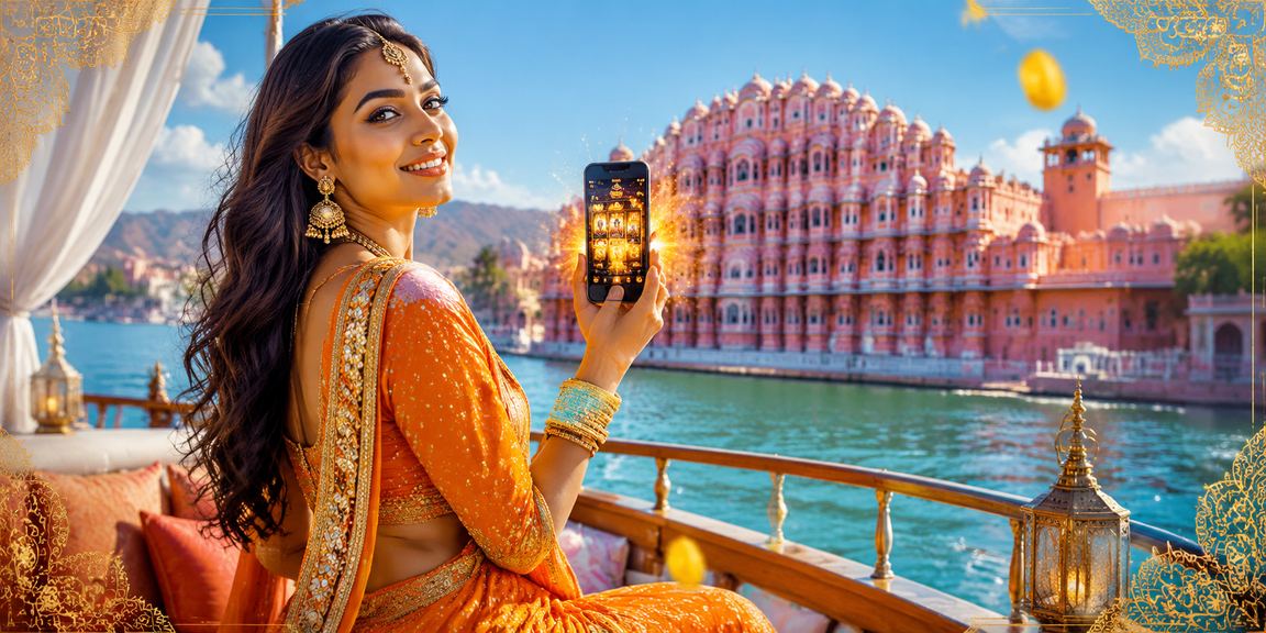 Jaipur Hawa Mahal themed slot game with player